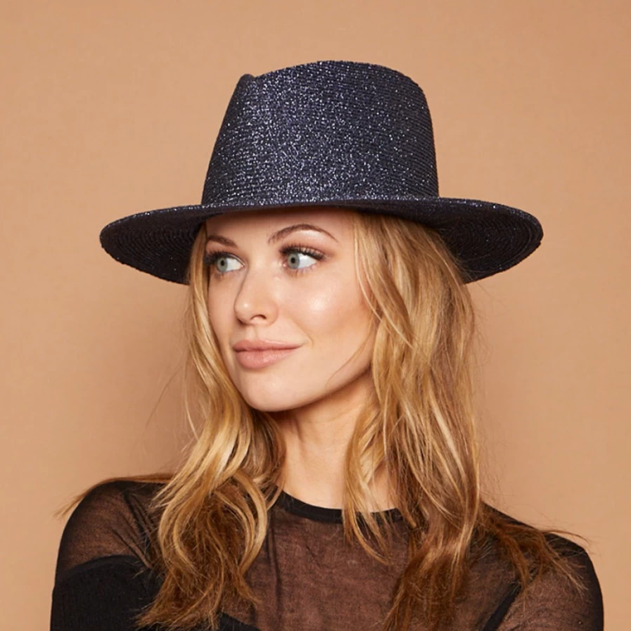 Eugenia Kim Women's Navy Metallic Straw Blaine Hat